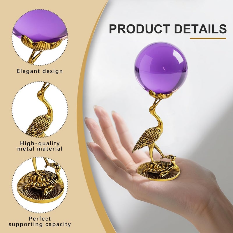 GeryVtee Metal Crystal Ball Stand Sphere Display Stand Crystal Holder Balls Ornament Rack Holder Metal Base Crane Shape (Retro) - Image 3